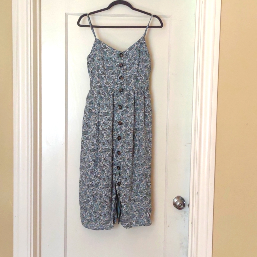 Large, floral green, Midi Dress